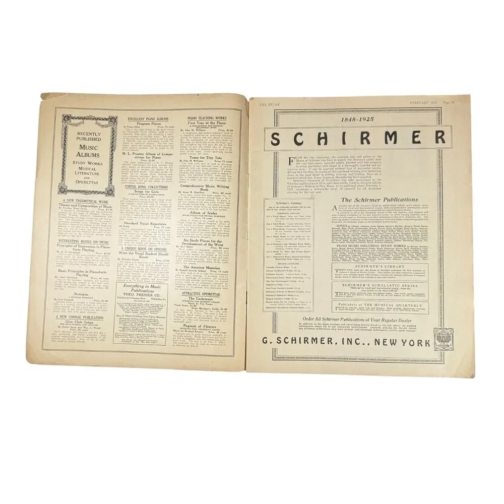 The Etude Music Magazine Feb 1925 - Giacomo Puccini Cover